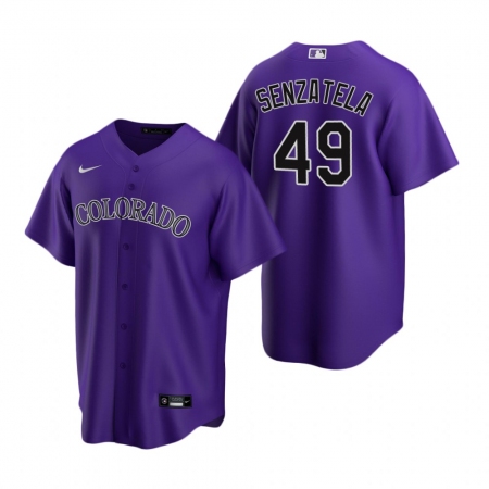 Men's Nike Colorado Rockies #49 Antonio Senzatela Purple Alternate Stitched Baseball Jersey