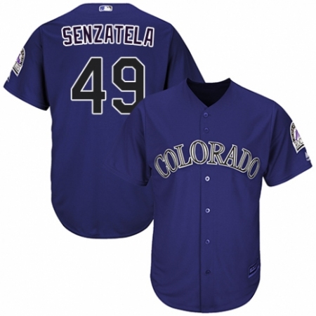 Youth Majestic Colorado Rockies #49 Antonio Senzatela Authentic Purple Alternate 1 Cool Base MLB Jersey