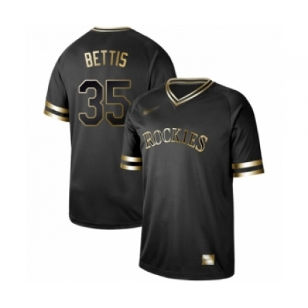Men's Colorado Rockies #35 Chad Bettis Authentic Black Gold Fashion Baseball Jersey