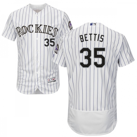 Men's Majestic Colorado Rockies #35 Chad Bettis White Flexbase Authentic Collection MLB Jersey