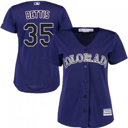 Women's Majestic Colorado Rockies #35 Chad Bettis Authentic Purple Alternate 1 Cool Base MLB Jersey