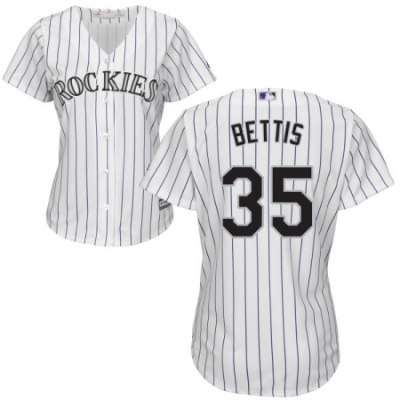 Women's Majestic Colorado Rockies #35 Chad Bettis Authentic White Home Cool Base MLB Jersey
