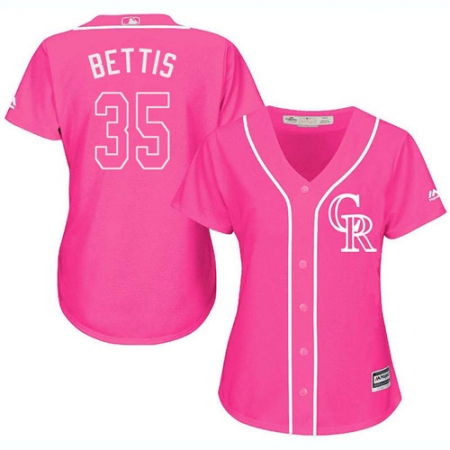 Women's Majestic Colorado Rockies #35 Chad Bettis Replica Pink Fashion Cool Base MLB Jersey