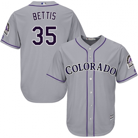 Youth Majestic Colorado Rockies #35 Chad Bettis Replica Grey Road Cool Base MLB Jersey
