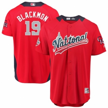 Men's Majestic Colorado Rockies #19 Charlie Blackmon Game Red National League 2018 MLB All-Star MLB Jersey