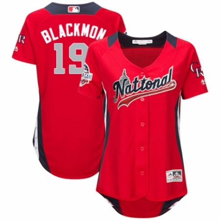Women's Majestic Colorado Rockies #19 Charlie Blackmon Game Red National League 2018 MLB All-Star MLB Jersey