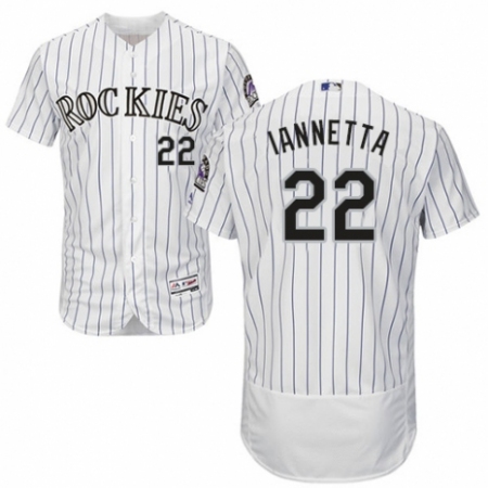 Men's Majestic Colorado Rockies #22 Chris Iannetta White Home Flex Base Authentic Collection MLB Jersey