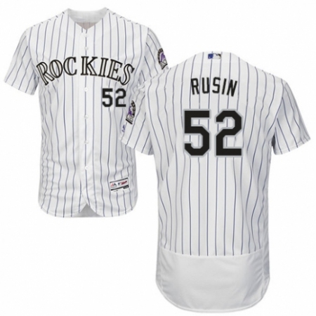 Men's Majestic Colorado Rockies #52 Chris Rusin White Home Flex Base Authentic Collection MLB Jersey