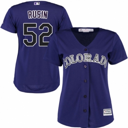 Women's Majestic Colorado Rockies #52 Chris Rusin Authentic Purple Alternate 1 Cool Base MLB Jersey