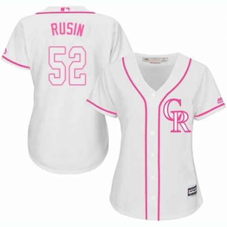 Women's Majestic Colorado Rockies #52 Chris Rusin Authentic White Fashion Cool Base MLB Jersey