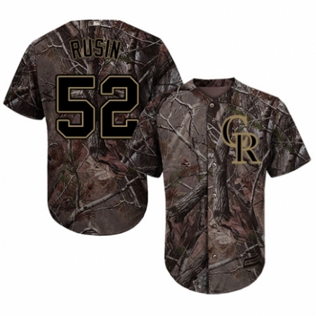 Youth Majestic Colorado Rockies #52 Chris Rusin Authentic Camo Realtree Collection Flex Base MLB Jersey