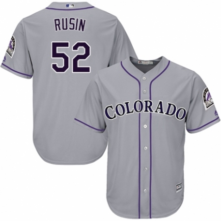 Youth Majestic Colorado Rockies #52 Chris Rusin Authentic Grey Road Cool Base MLB Jersey