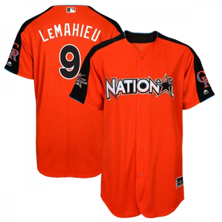 Men's Majestic Colorado Rockies #9 DJ LeMahieu Authentic Orange National League 2017 MLB All-Star MLB Jersey