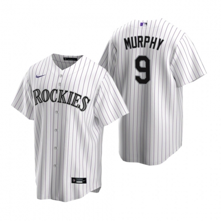 Men's Nike Colorado Rockies #9 Daniel Murphy White Home Stitched Baseball Jersey