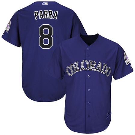 Men's Majestic Colorado Rockies #8 Gerardo Parra Replica Purple Alternate 1 Cool Base MLB Jersey