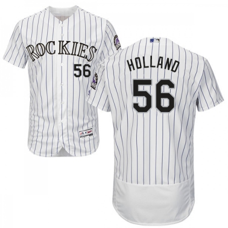 Men's Majestic Colorado Rockies #56 Greg Holland White Flexbase Authentic Collection MLB Jersey
