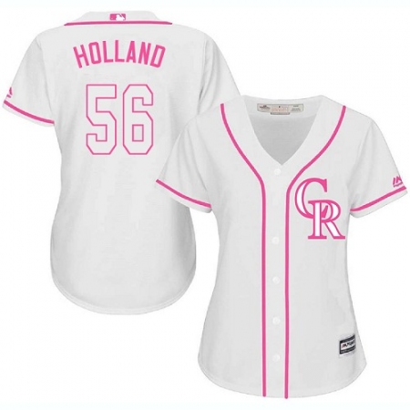 Women's Majestic Colorado Rockies #56 Greg Holland Authentic White Fashion Cool Base MLB Jersey