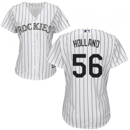 Women's Majestic Colorado Rockies #56 Greg Holland Replica White Home Cool Base MLB Jersey