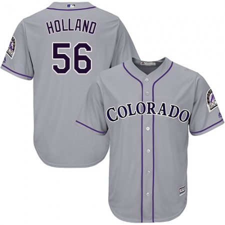 Youth Majestic Colorado Rockies #56 Greg Holland Authentic Grey Road Cool Base MLB Jersey