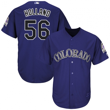 Youth Majestic Colorado Rockies #56 Greg Holland Replica Purple Alternate 1 Cool Base MLB Jersey