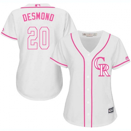Women's Majestic Colorado Rockies #20 Ian Desmond Authentic White Fashion Cool Base MLB Jersey