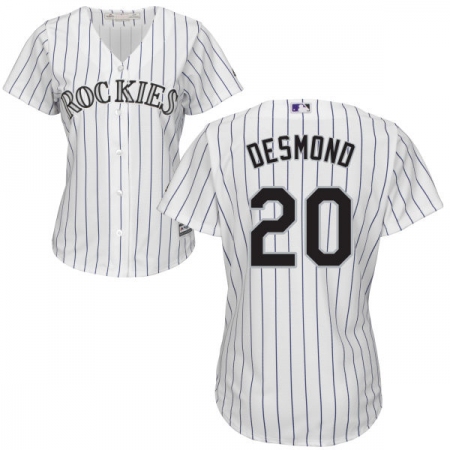 Women's Majestic Colorado Rockies #20 Ian Desmond Replica White Home Cool Base MLB Jersey