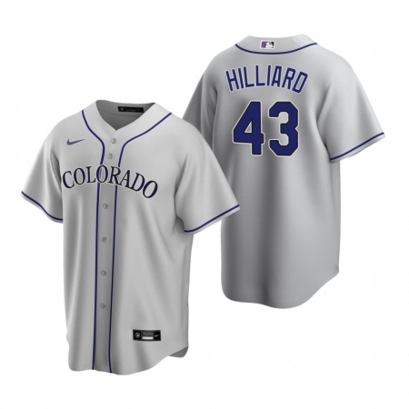 Men's Nike Colorado Rockies #43 Sam Hilliard Gray Road Stitched Baseball Jersey