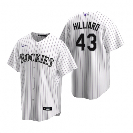 Men's Nike Colorado Rockies #43 Sam Hilliard White Home Stitched Baseball Jersey