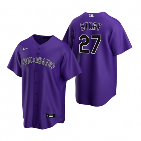 Men's Nike Colorado Rockies #27 Trevor Story Purple Alternate Stitched Baseball Jersey