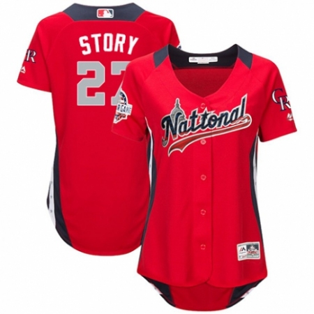 Women's Majestic Colorado Rockies #27 Trevor Story Game Red National League 2018 MLB All-Star MLB Jersey