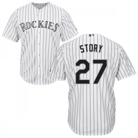 Youth Majestic Colorado Rockies #27 Trevor Story Authentic White Home Cool Base MLB Jersey