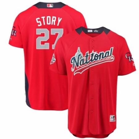 Youth Majestic Colorado Rockies #27 Trevor Story Game Red National League 2018 MLB All-Star MLB Jersey