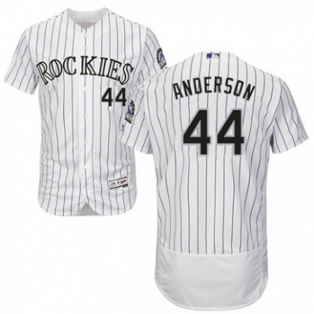 Men's Majestic Colorado Rockies #44 Tyler Anderson White Home Flex Base Authentic Collection MLB Jersey